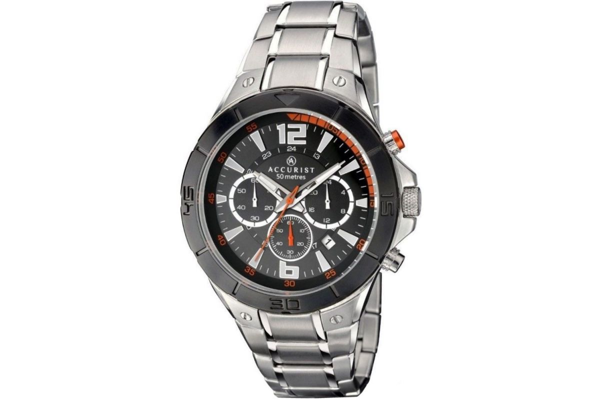 Mens Accurist Chronograph Steel Black Bezel 7086 Watch Unavailable