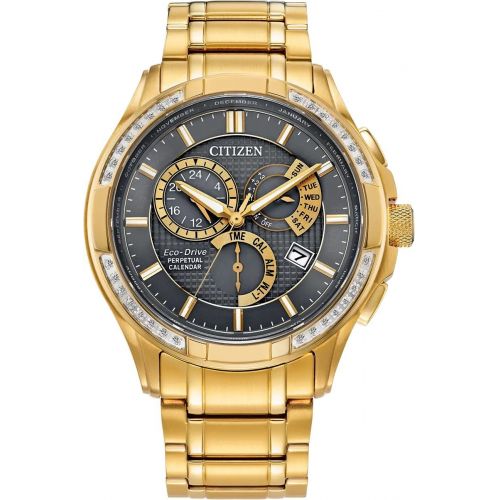 Men s Citizen Classic 8700 Diamond set Eco drive Gold Tone Creative Watch Co